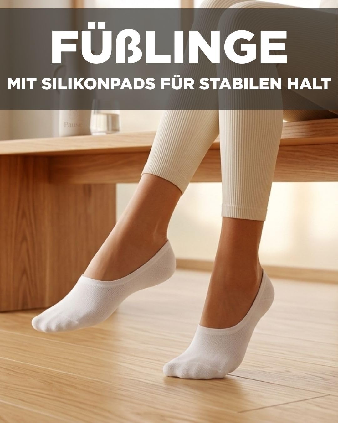 sockenkauf24 10 Paar Füßlinge für Damen & Herren - Unsichtbare Sneaker Socken aus atmungsaktiver gekämmter Baumwolle mit Silikonpad gegen Verrutschen