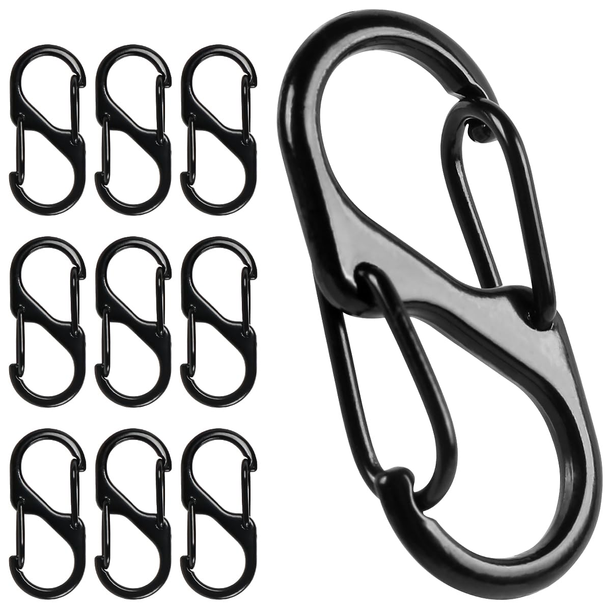 10 Pièces S Forme Mousqueton Set, 32 mm Mini Clips avec Boucle en Métal à Double Ressort, Clip pour Activités de Plein Air, Etit Mousquetons Porte Clé Camping, Randonnée, Pêche, Voyage