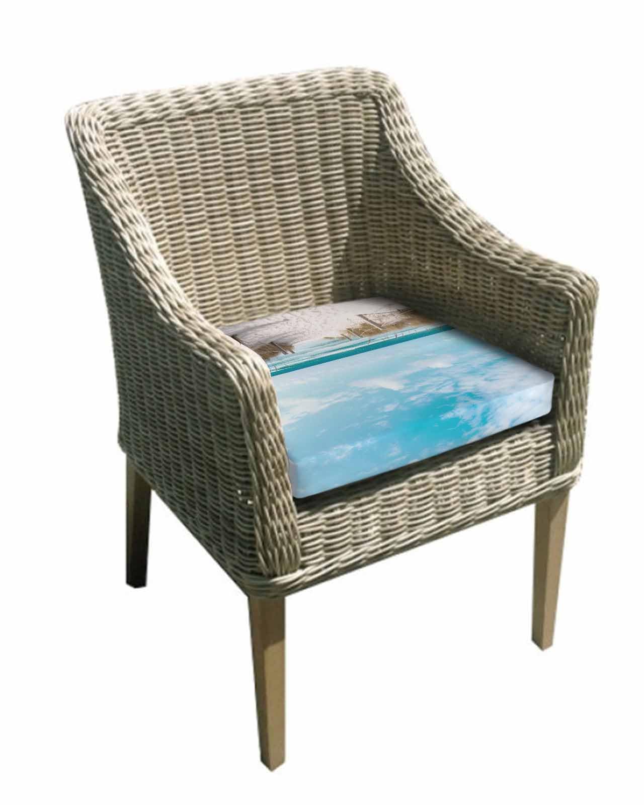 2 Pack Summer Beach Waterproof Cushion Covers with Ties, Outdoor Patio Chaise Lounge Chair Seat Cushion Slip Covers Replacement(Only Cover) Coastal Ocean Seaside Sky Scenery 20