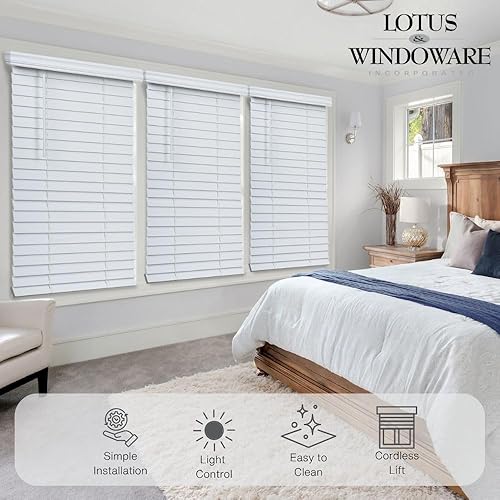 Miniatura 9 de Lotus & Windoware Persiana de oscurecimiento de habitación de madera sintética de 2-12 pulgadas de largo, 58 pulgadas de ancho x 48 pulgadas de