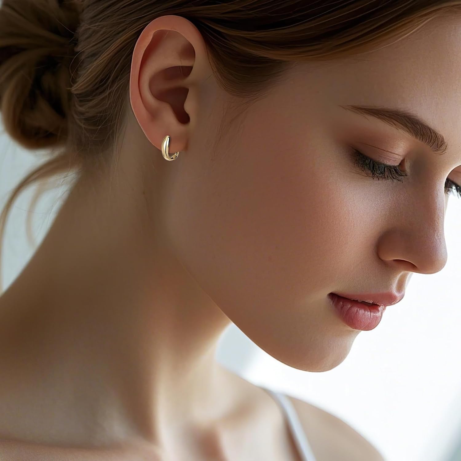 Gold Hoop Earrings for Women, 18k Gold Plated Lightweight Hypoallergenic Jewelry for Women U Shaped Teardrop Earrings - Image 3