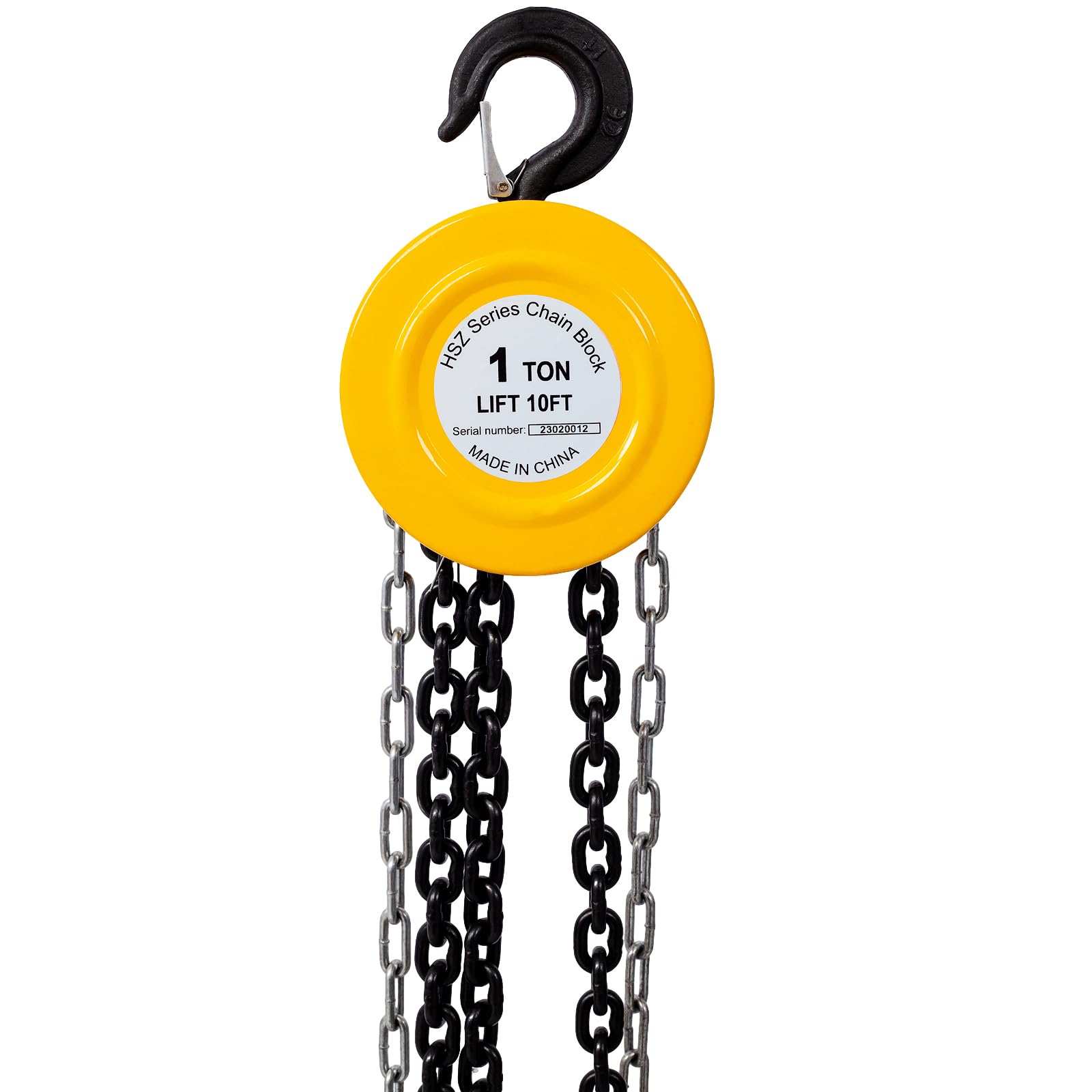 Chain Hoist 2200lbs 1T Capacity 10ft with 2 Heavy Duty Hooks,Manual Chain Hoist Steel Construction,Yellow (Yellow)