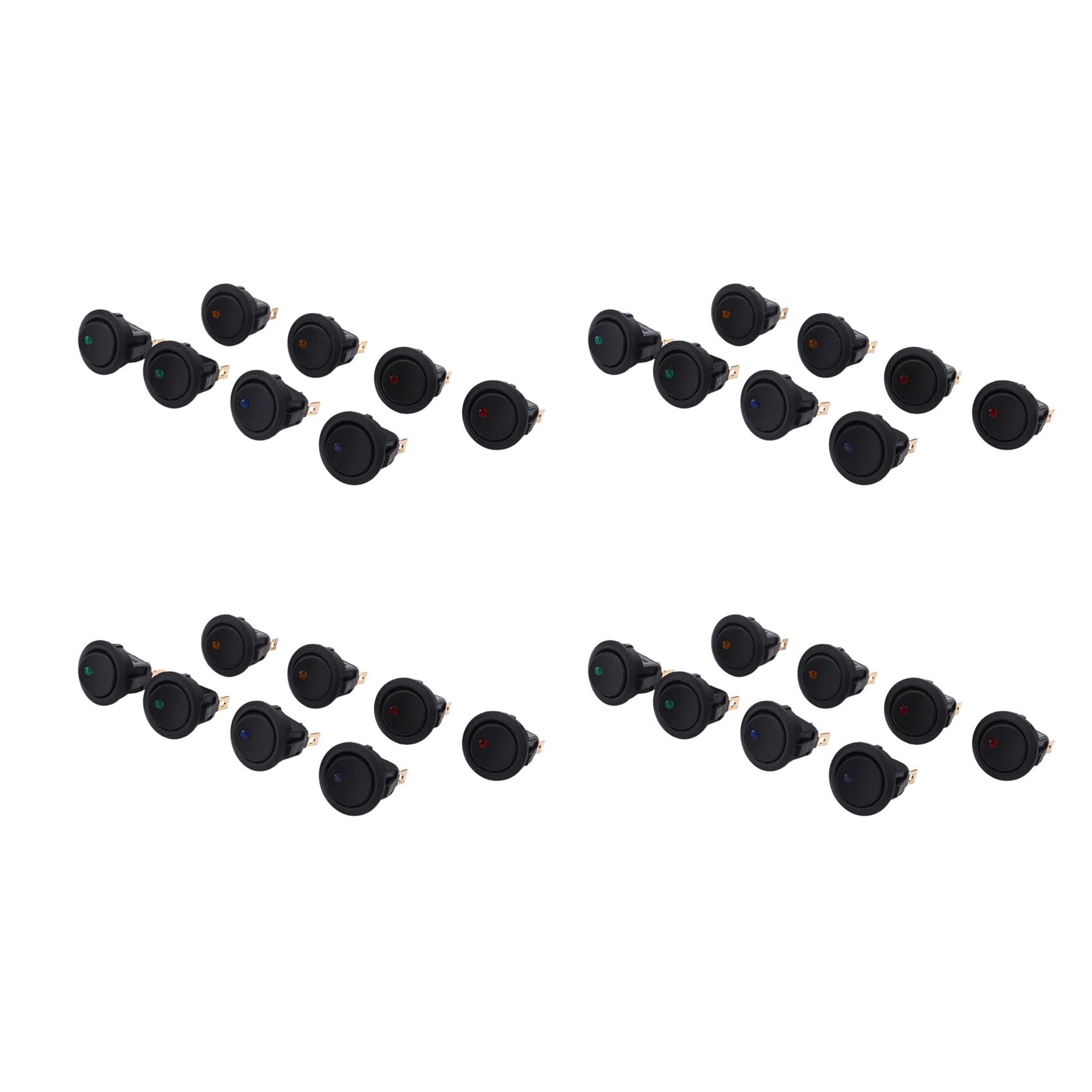 Jnchdghwa Black 32Pcs Led Dot Light 12V Car Auto Boat Round Rocker On/Off Toggle Spst Switch