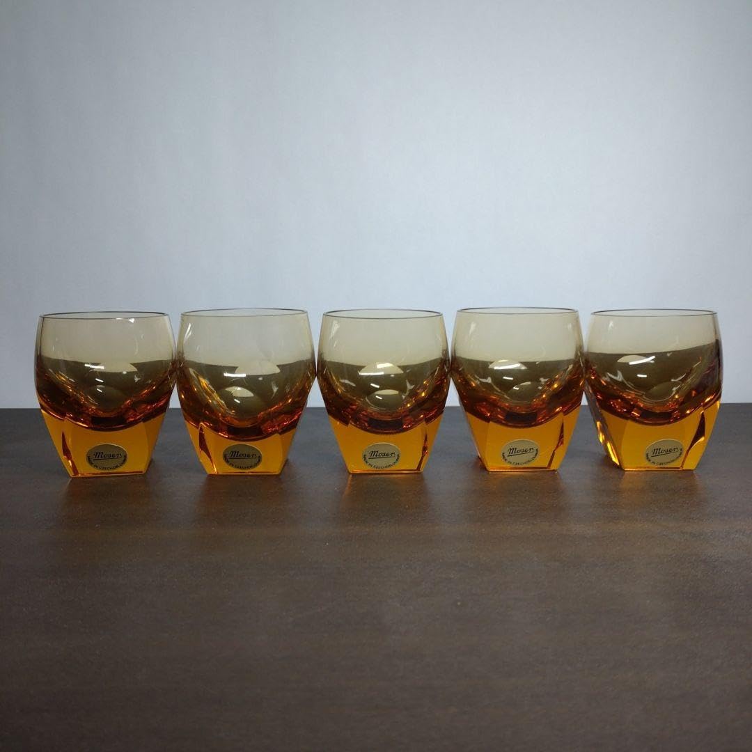 Amazon | モーゼル アンバー ショットグラス 5客セット | ノーブランド 