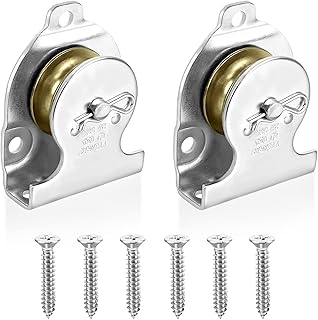 2pcs Single Pulley Galvanised Fixed Roller Block Ball Bearing Pulley Block Swivel Lifting Rope Pulley, for Traction Steel Wire Rope Nylon Rope Cable Crane Gym Exercise, Safe Load 190kg, with Screws