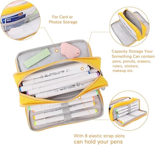 Vista 17 de iSuperb Estuche grande para lápices con 3 compartimentos, bolsa de lápices de gran capacidad para niños, adolescentes, niñas, niños, estudiantes