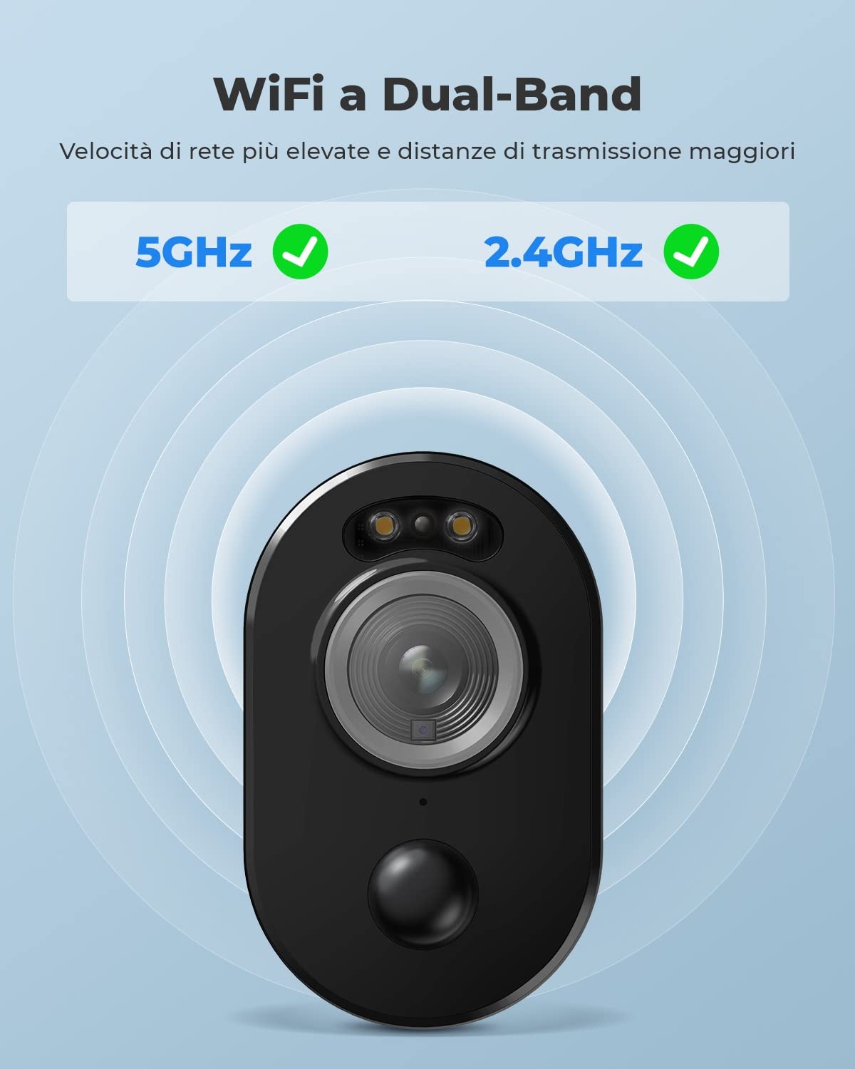 Reolink 2K 5MP Telecamera WiFi da Esterno Senza Fili con Pannello Solare | Batteria, Visione Notturna a Color, Rilevamento di Persona/Veicolo/Animali, 2,4/5GHz Wi-Fi, Audio Bidirezionale, Argus 3 Pro