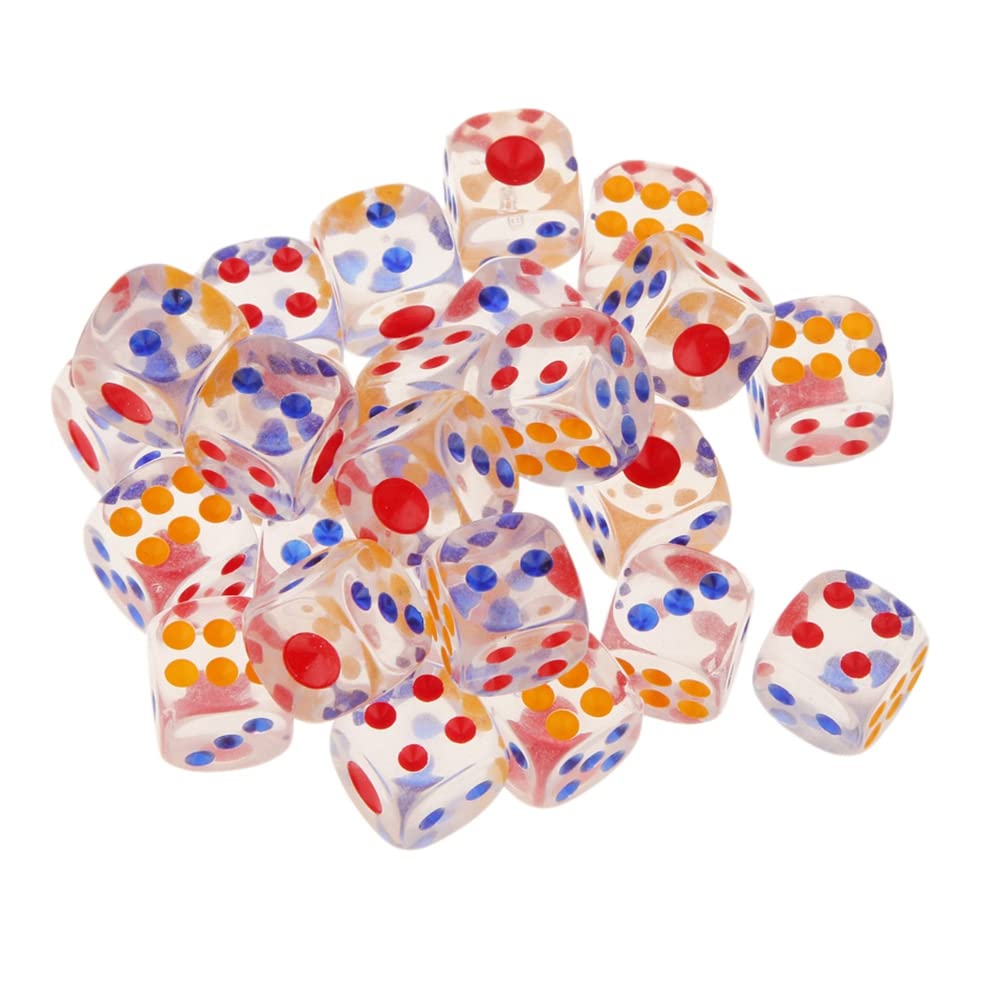 Juego de 50 piezas de 6 caras W¨¹ Rfel Set, 16 mm acrílico transparente W¨¹Rfel for ¹r DND, RPG, Tenzi, Yahtzee, Juegos de mesa, enseñanza de matemáticas