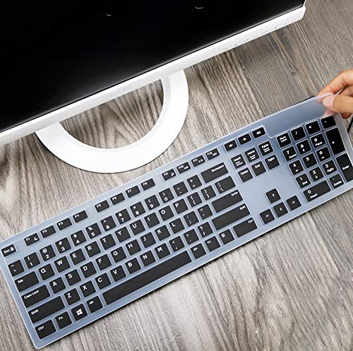 Ultra Thin Silicone Desktop PC Keyboard Cover Skin Protector Compatible for Dell KM636 Wireless Keyboard & Dell KB216 Wired Keyboard (Black) - Thumbnail 2