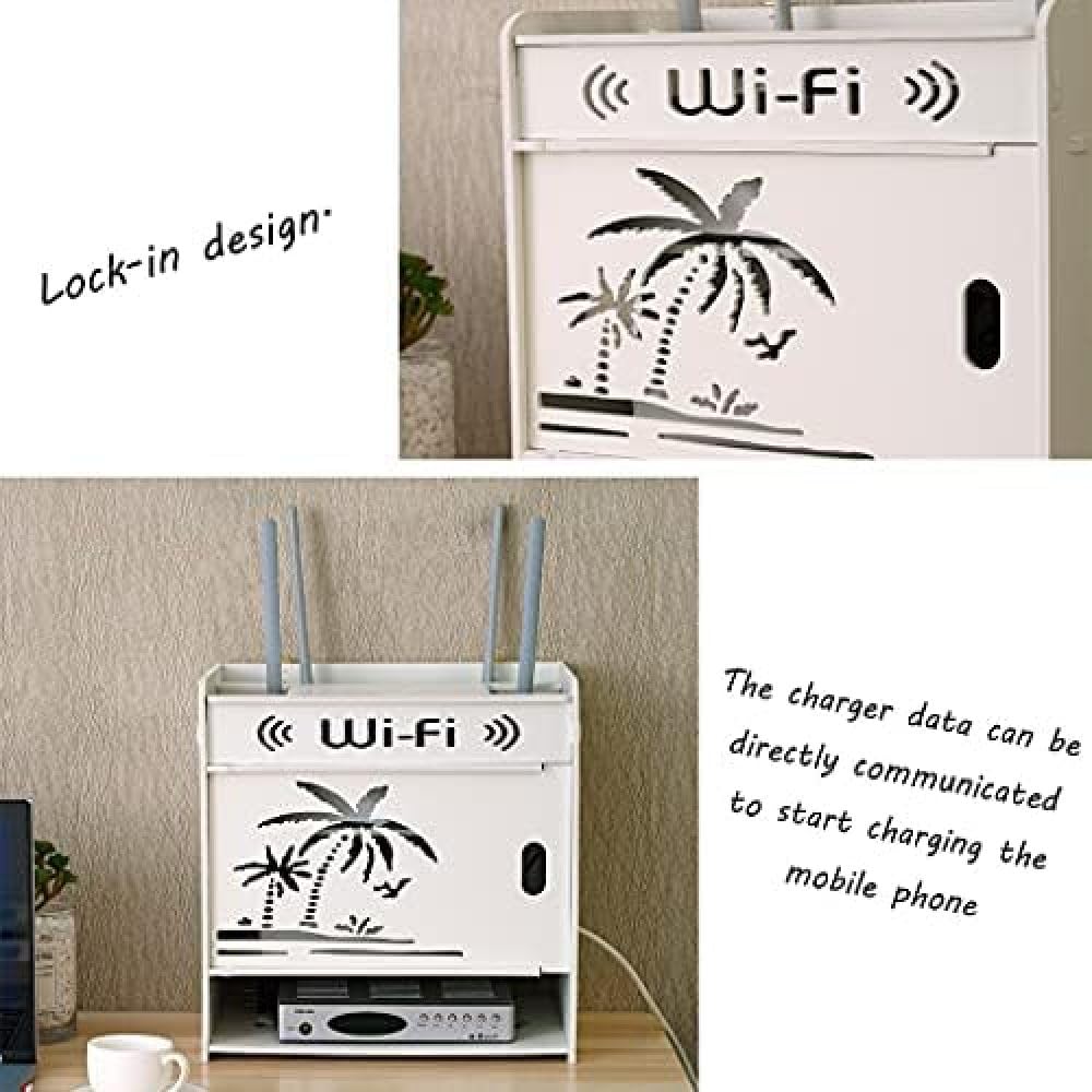 Scatola portaoggetti per router Supporto per router WiFi Supporto per mensola a muro galleggiante senza punzonatura Router WiFi Scatola per cavi regolabile per casa e ufficio