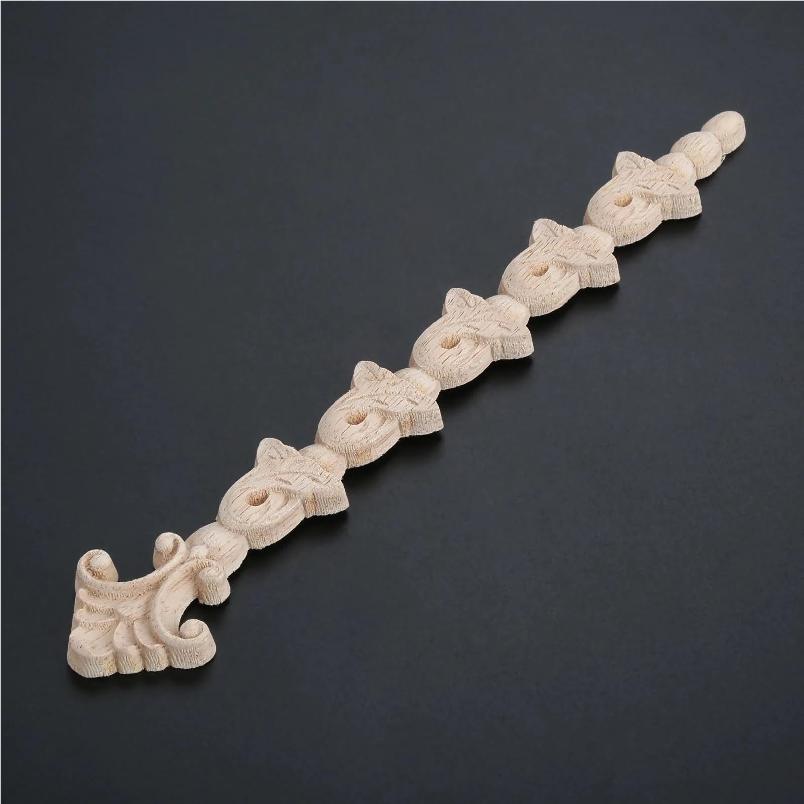 Rzeźbione drewniane nakładki narożne, 4 szt. Rzeźbione w drewnie nakładki 22x3,5 cm do drzwi ściennych Lustrzana szafka Zagłówek szafki