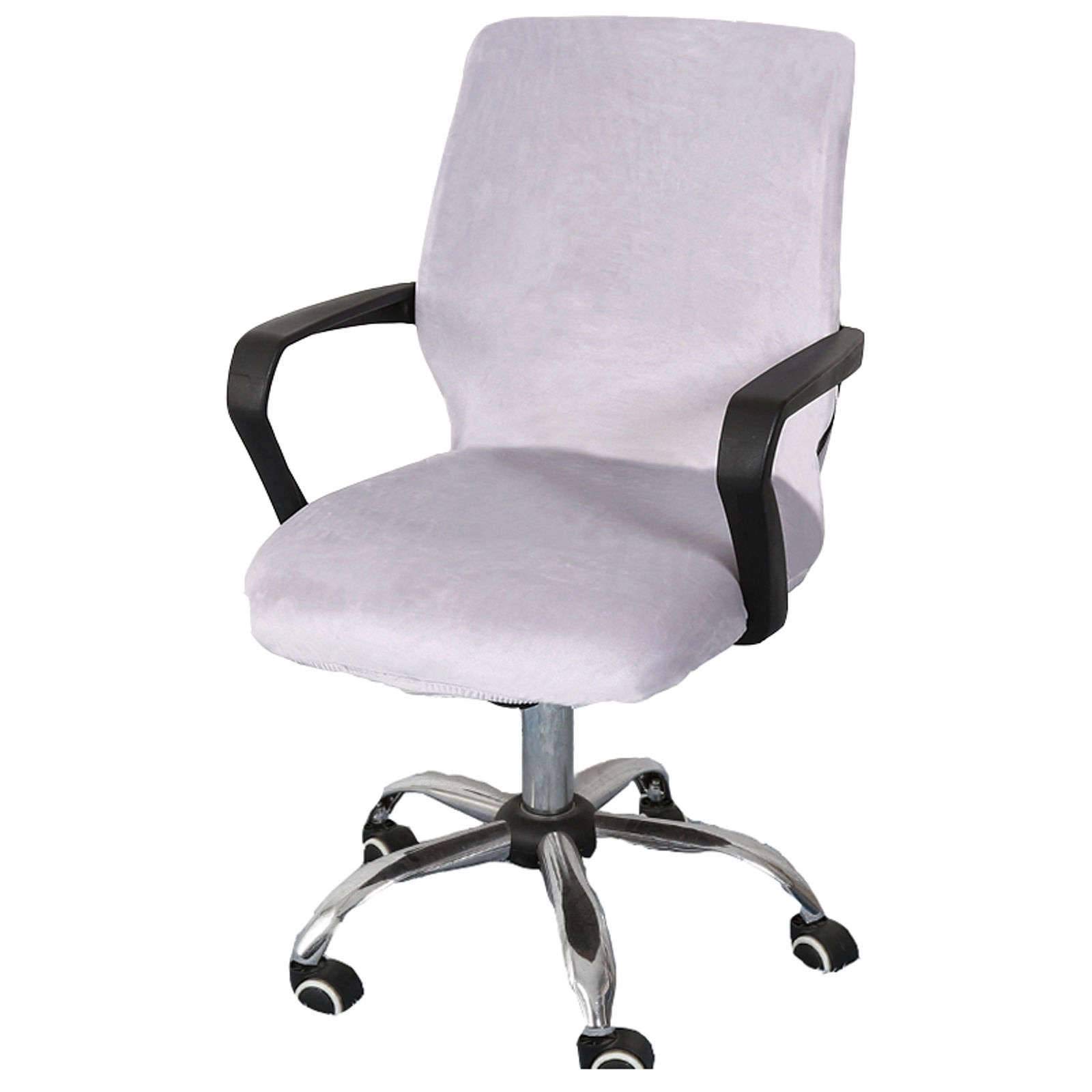 Terciopelo Funda De Silla De Oficina, Elástica Funda para Silla De Oficina Funda De Silla Extraíbles Y Lavables (no Incluye Sillas) para Silla De Jefe Silla De Computadora-Gris Claro-Pequeño
