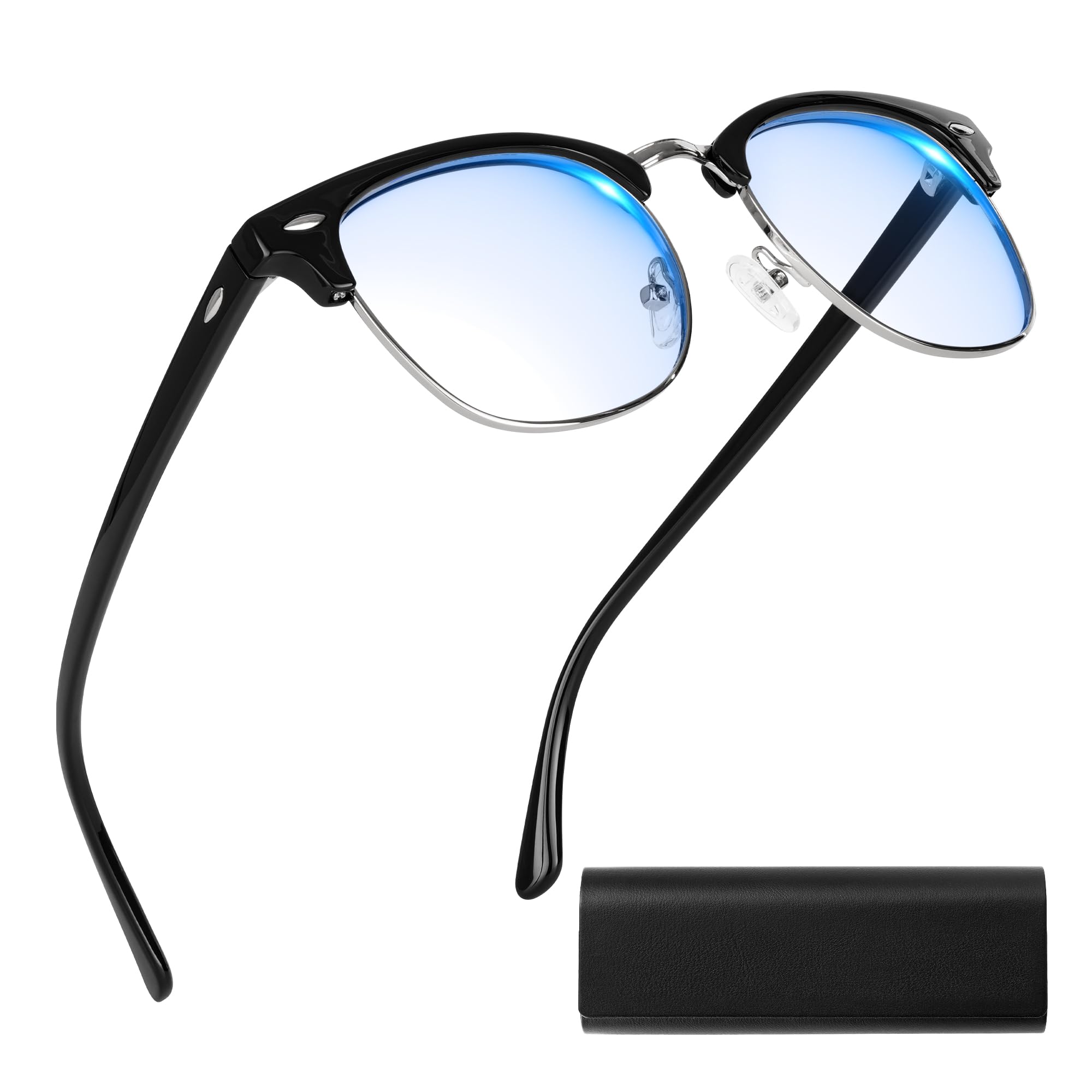 AMBEYE Square 99% Blue Light Blocking Glasses - Anti Eyestrain Retro Frame Computer Eyewear with Clear Lens UV400 Protection for Men Women (Black)