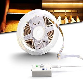 Striscia Led Intelligente Ricaricabile, con Sensore di Movimento da 3M, Luce Bianca Calda, adatta per Armadi, Armadio, Letto, Scale,Feste all'aperto