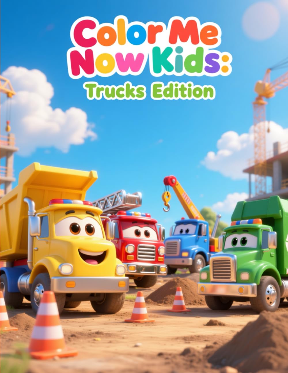Color Me Now Kids: Trucks Edition: A Big, Bold Truck Coloring Book for Kids Ages 3–8
