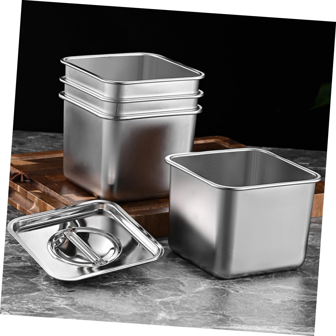 Mikinona Stainless Steel Condiment Pot Silver with Lid Large Capacity