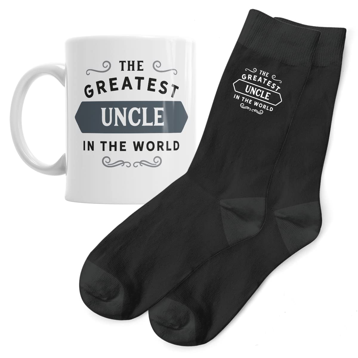 D Design Invent Print! Uncle Gift Mug Socks Present Keepsake Uncle Gift Set Coffee Mug Men's Socks Size 6-11