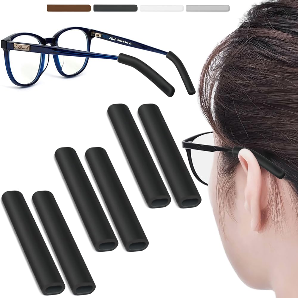 IYOOH 3 Pairs Silicone Glasses Ear Cushion, Eye Glasses Ear Grippers Anti Slip, Rubber Ear Pieces Non Slip, Soft Eyeglass Ear Cushions for Pain,