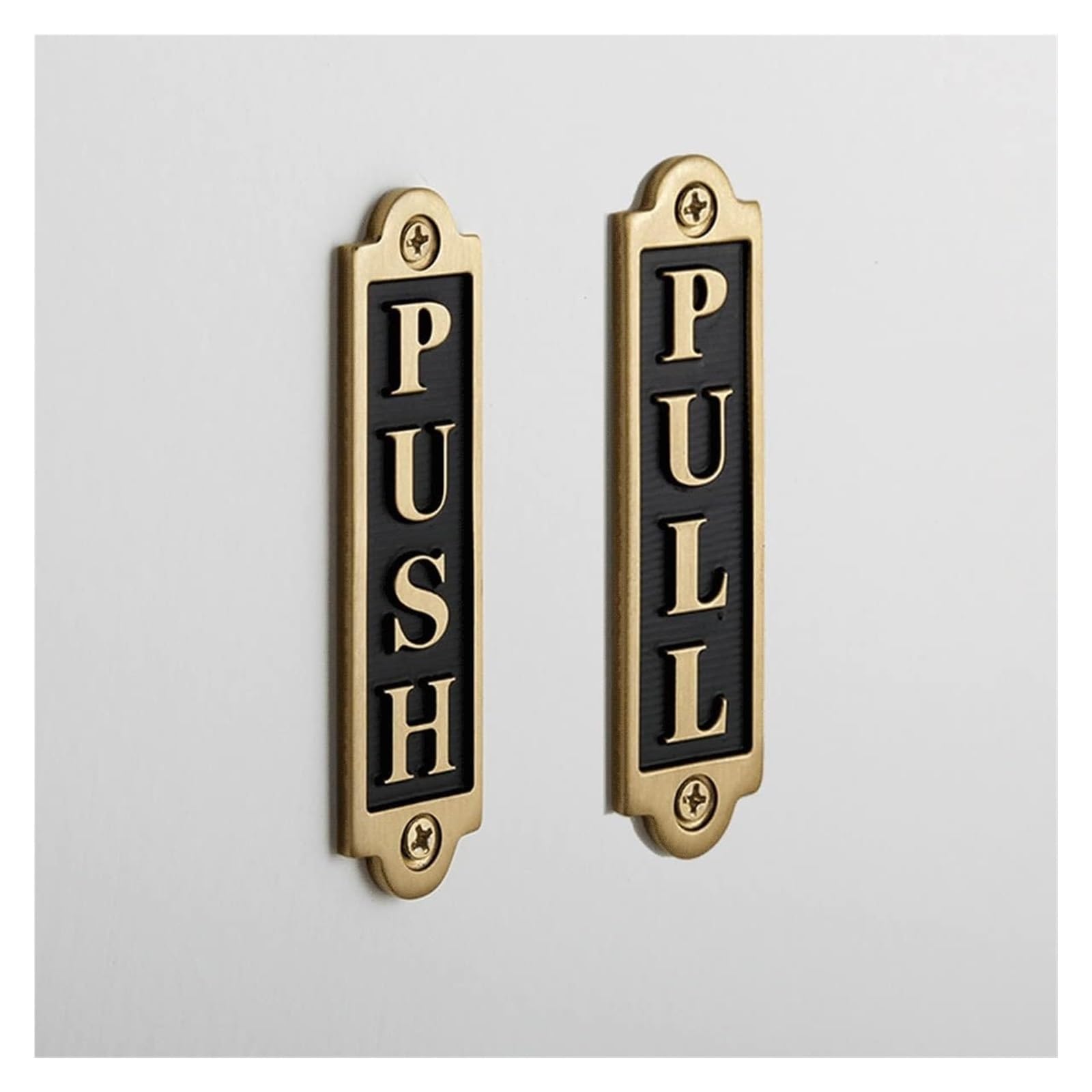 Znaki na drzwi Push Pull, mosiądz, zestaw pary znaków na drzwi dla firm, restauracji, barów, hoteli, szkół, kawiarni, drzwi drewniane, nie do rozdarcia - 9,3 x 2,4 cm PULL