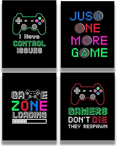 Decoración de sala de juegos para niños, cosas geniales para tu habitación, cueva de hombre, dormitorio, sala de juegos o bar, juego de 4 accesorios