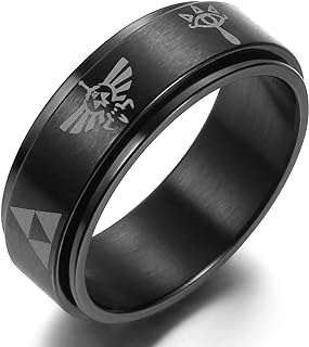 Adreamz Fidget Ring for Anxiety 8mm Black The Legend of Zelda Triforce Ring Anxiety Relief Spinner Ring 10.5