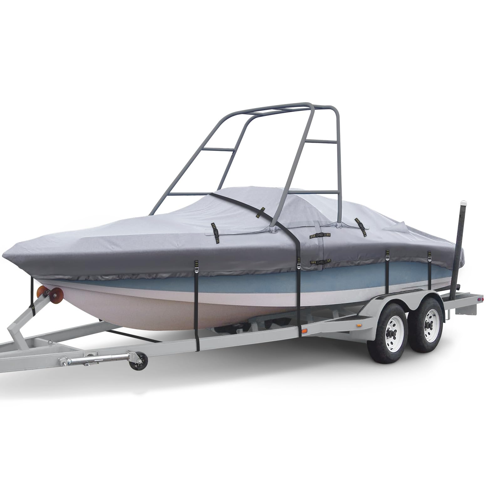 Photo 1 of Ski & Wakeboard Tower Boat Cover 22-24ft for Wake Tower, 900D Marine-Grade Heavy Duty Boat Cover with Reinforced Stitching, All-Season Waterproof Boat Wrap for Winter, Fits Up to 116" Beam