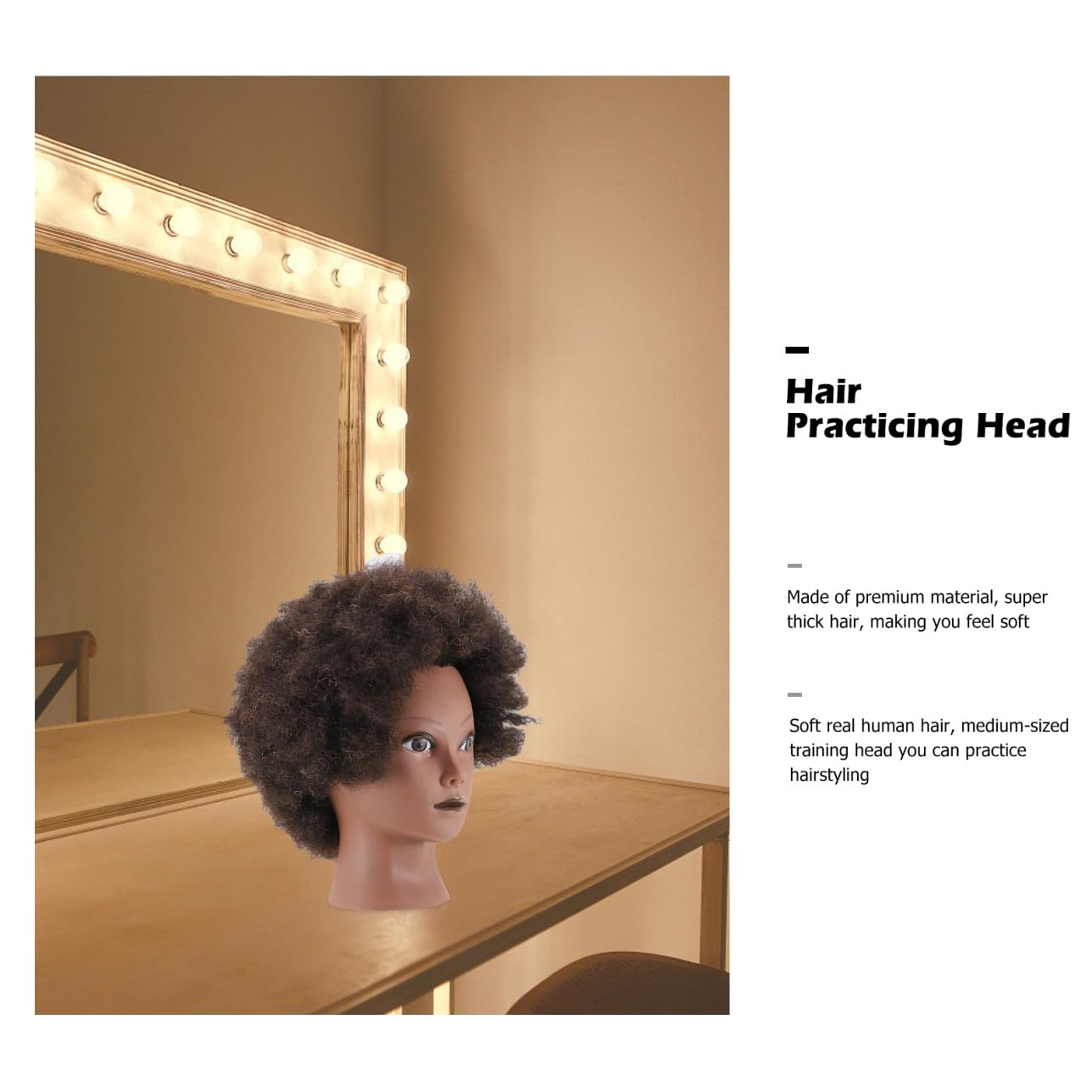 Afro Friseur Übungskopf Mannequinkopf Schwarz, Haar Trainingskopf