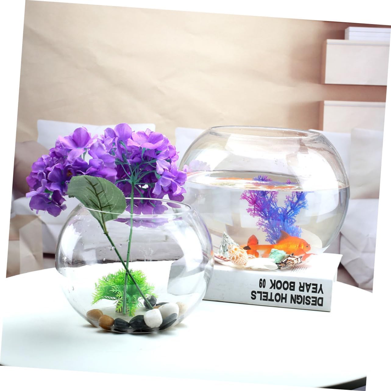 Cabilock Fish Tank for and Betta Multi-Function Desktop Aquarium for Decor Design for Plants