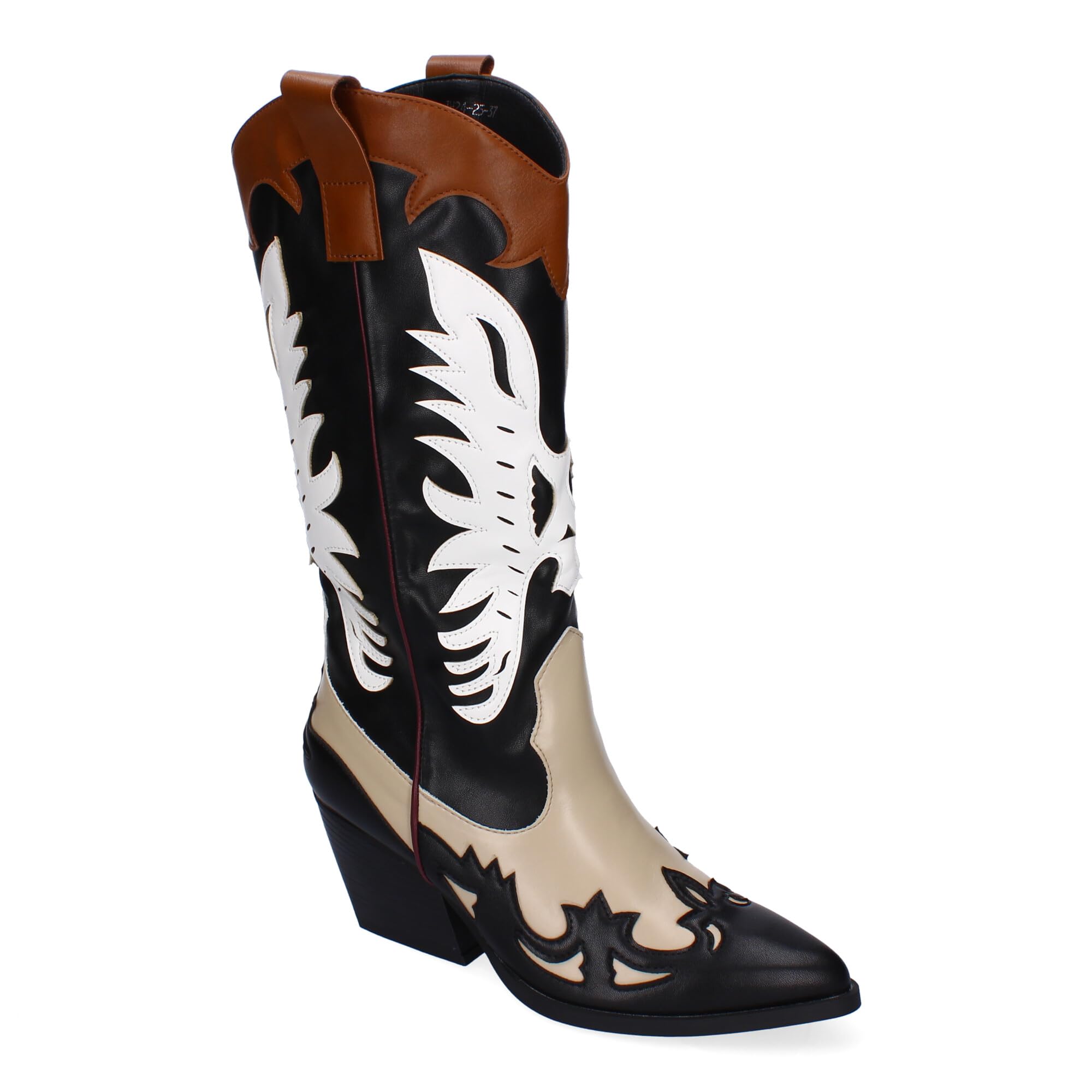 Botas de Tacon para Mujer, Estilo Cowboy, Comodas y Elegantes, Puntera Fina, Adornos Grabados, Diseno Moderno, Ideales para Otono-Invierno.