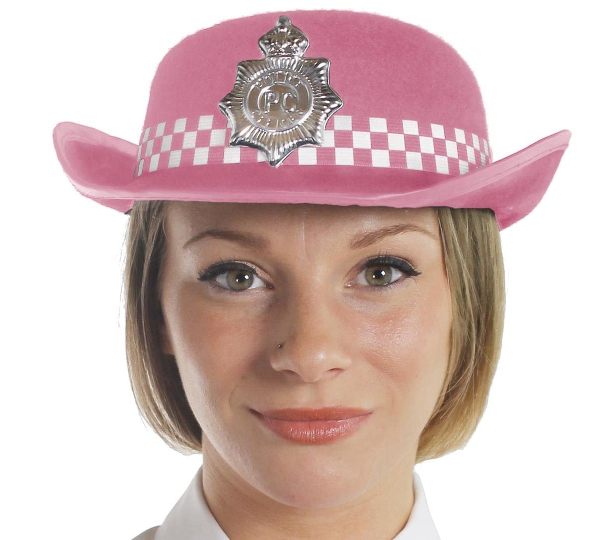 I LOVE FANCY DRESS Adults Police Constable WPC Hat with Attached Badge - Womens Police Officer Hat in Pink - Perfect For Hen Nights