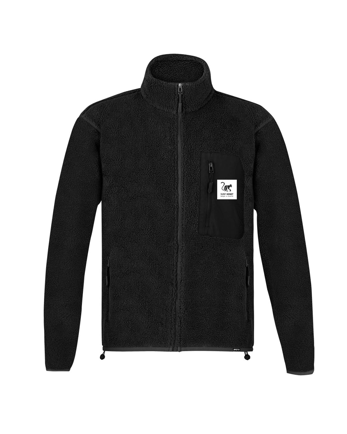 Surf Monkey Fleecejacke mit Reißverschluss, Brusttasche, langärmelig, klassische Passform, recycelt