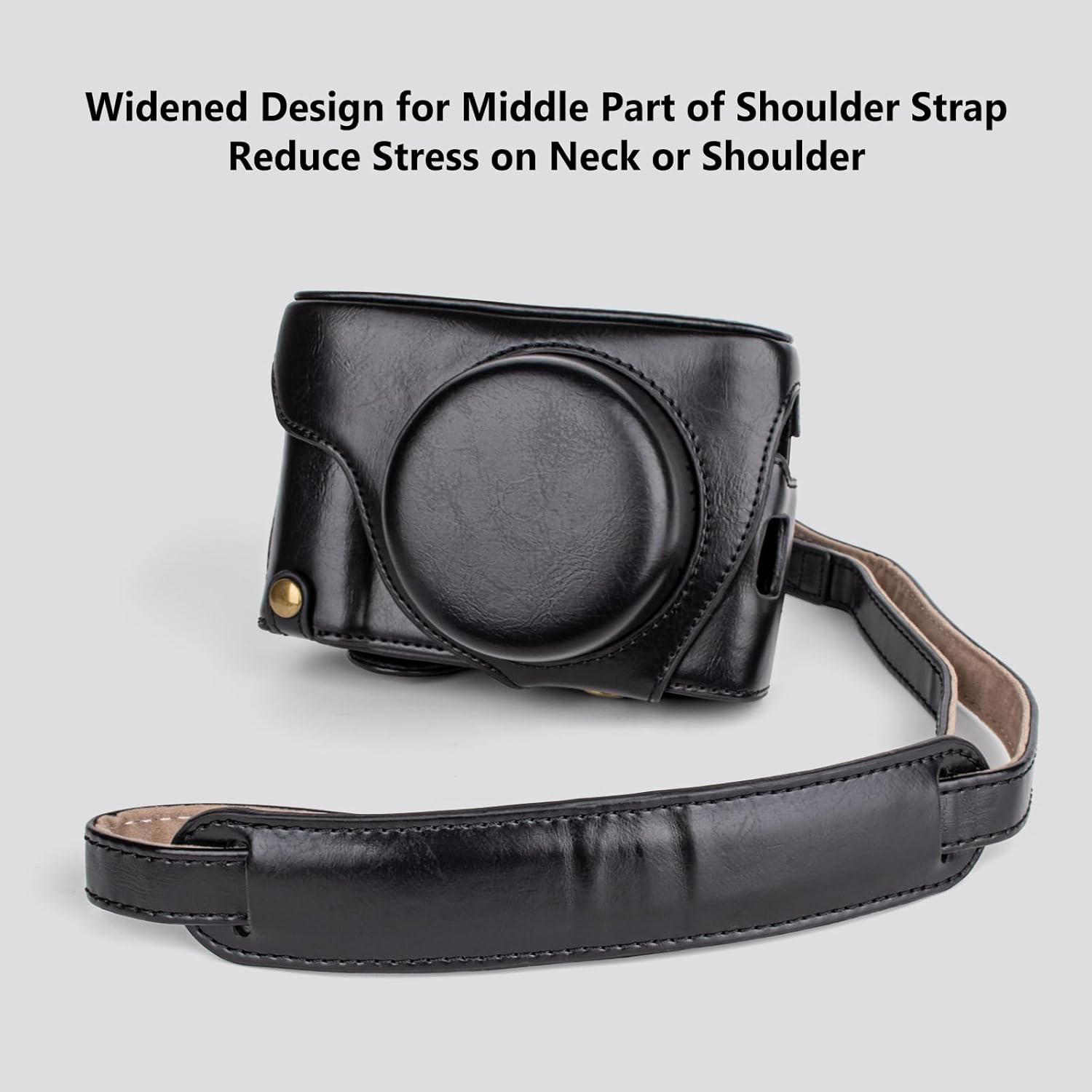 MUZIRI KINOKOO Case Compatible for Fujifilm X100VI Digital Camera, PU Leather Protective Cover with Adjustable Shoulder Strap, Portable Easy Carrying - Black