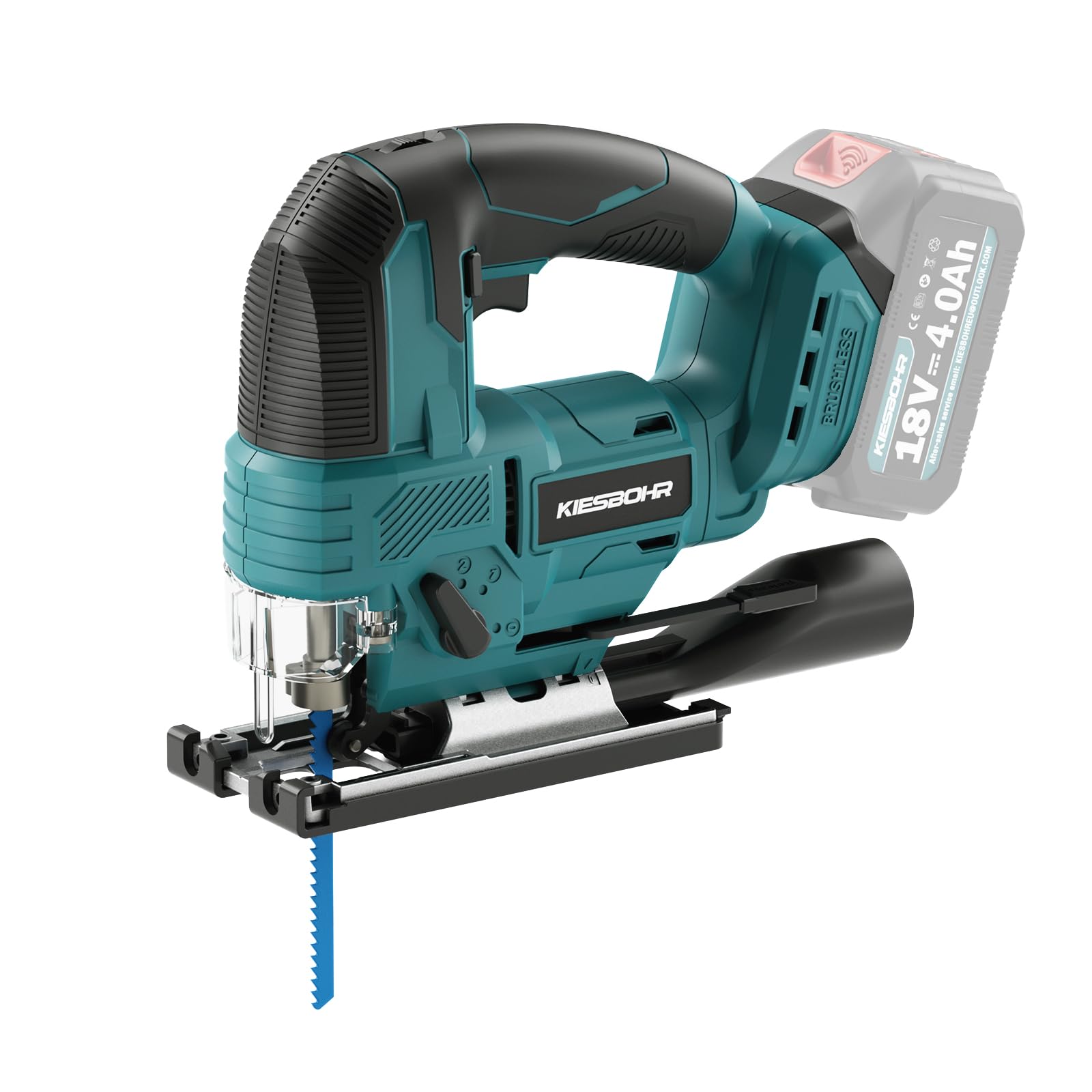 DIY Akku Stichsäge Kompatibel mit Makita 18V Akku, CSJ001 Bürstenlose Pendelhubstichsäge, 26 mm Hubhöhe, max. 45° Schrägschnitte, 2 Stichsägeblätter (ohne Akku)