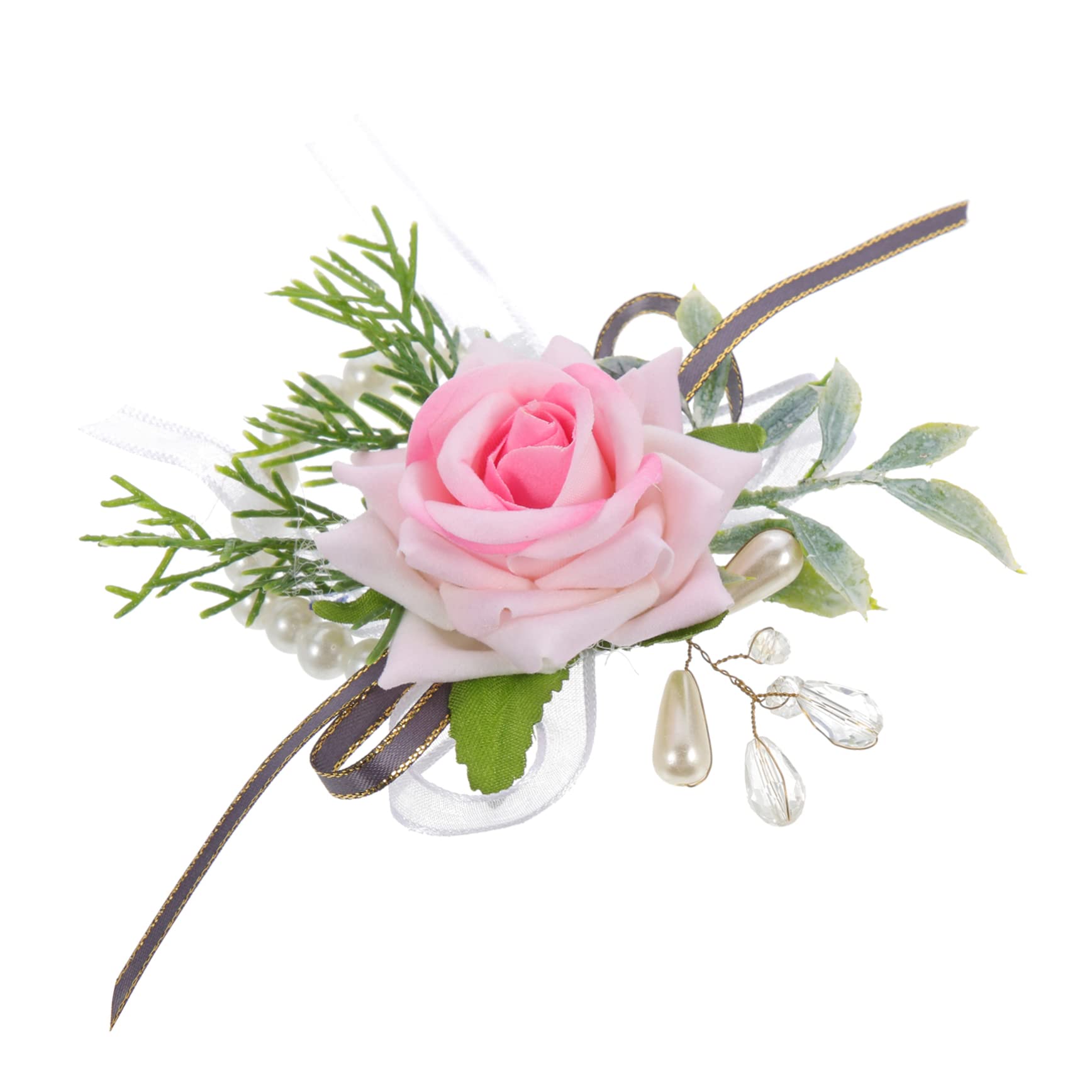 Fiore del Polso Decorazioni per Matrimoni Cestino Ghirlanda mazzolino Kit Ragazza Spillo decori del Braccialetto della Sposa Fiori da Polso da Damigella d'Onore plastica Rosa