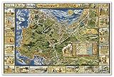 Antiguos Maps Pictoral Walking Tour of the Monterey Peninsula circa 1970 | Art Print Poster Vintage Wall Decor | 24 x 36 inches (610 x 915 mm)