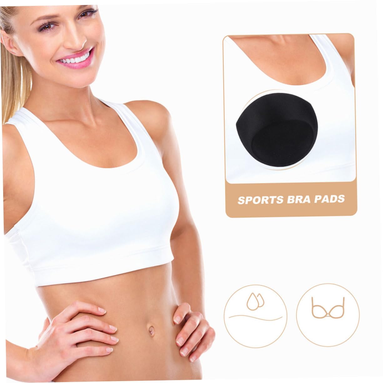 VANZACK Almohadillas de Esponja Semicirculares Transpirables y Push Up para Sujetador, 6 Pares Ideales para Sujetador Deportivo y Trajes de Baño