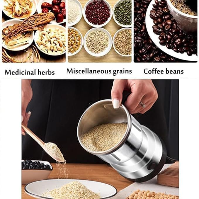 Image of VolexMart Stainless Steel Portable Mini Electric Coffee & Spice Grinder | Masala & Dry Fruit Grinder | High Speed Multipurpose Powder Machine for Kitchen