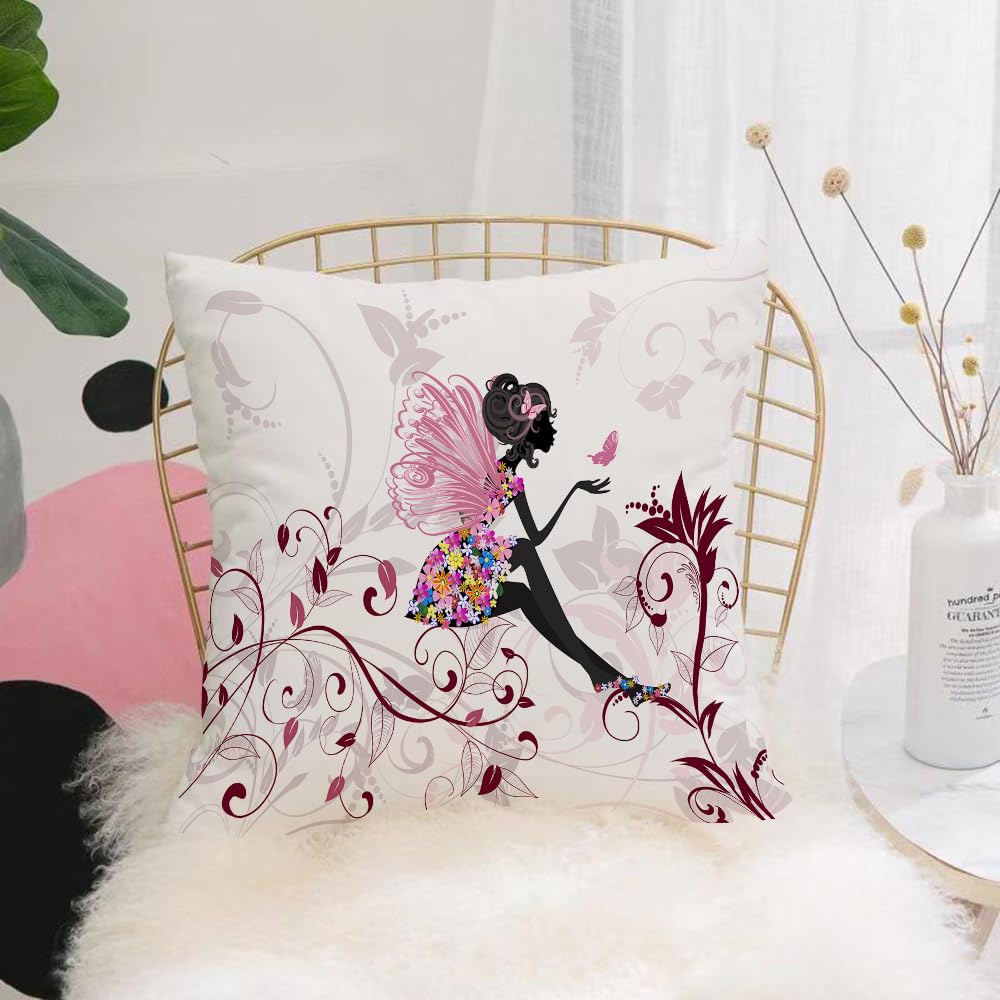 HYOSXW Cushion Cover,Throw Pillow Case Home Decorative for Living Room Bedroom Sofa Chair 16X16 Inch,Game for Teenage Girls, Flower fairy with,Pillowcase 40X40cm