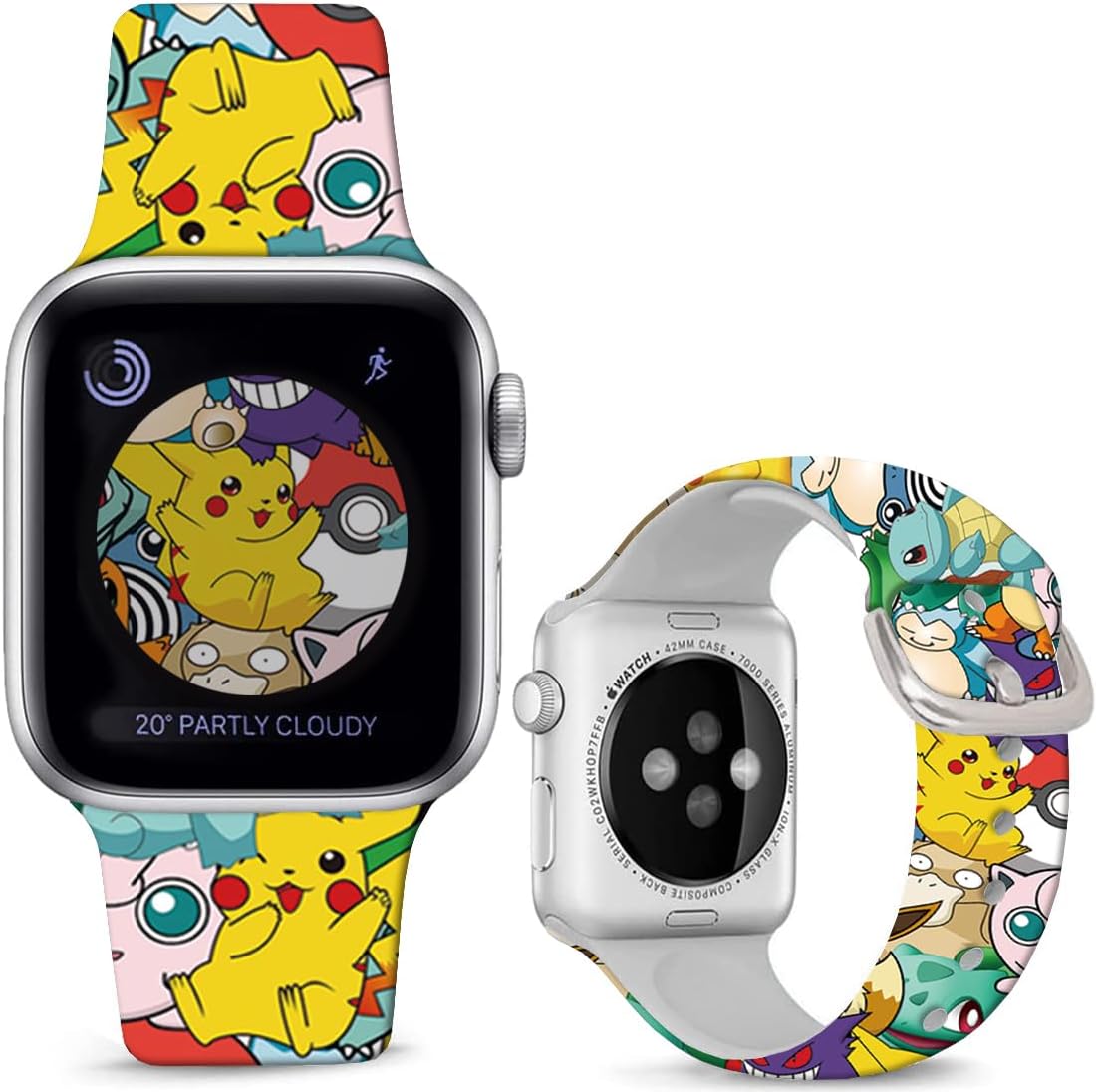 Compatible with Apple Watch Band Pikacu Dinosaur 49mm/46mm/45mm/44mm/42mm(Series 3 2 1),Soft Silicone Magic Fancy Strap Compatible with iWatch Series SE 10 9 8 7 6 5 4 3 2 1 Men Women