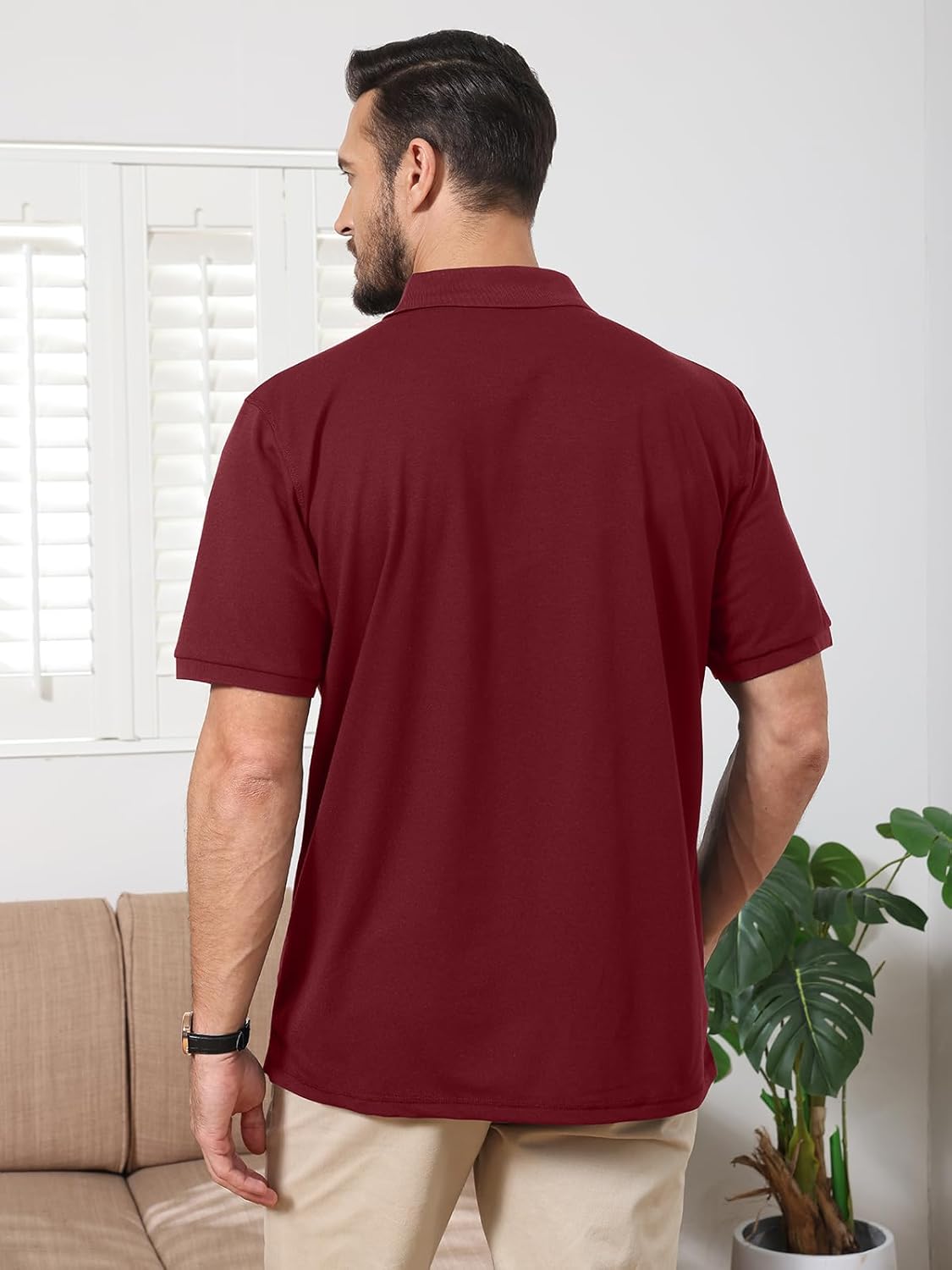 Corna Cotton Blend Men's Polo Shirts Short Sleeve Casual Stylish Solid Performance Dry Fit Golf Shirts for Men - Image 2