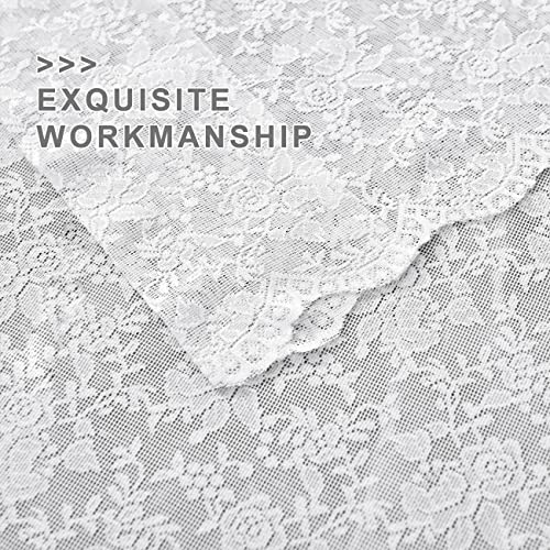 Finecity White Lace Curtains 63 Inch Length - Shabby Chic Floral Tile Pattern Sheer Lace Curtains For Bedroom Top Pocket Header Lightweight Lace Window Curtains, 52 X 63 Inch, 2 Panels, White #TOP7