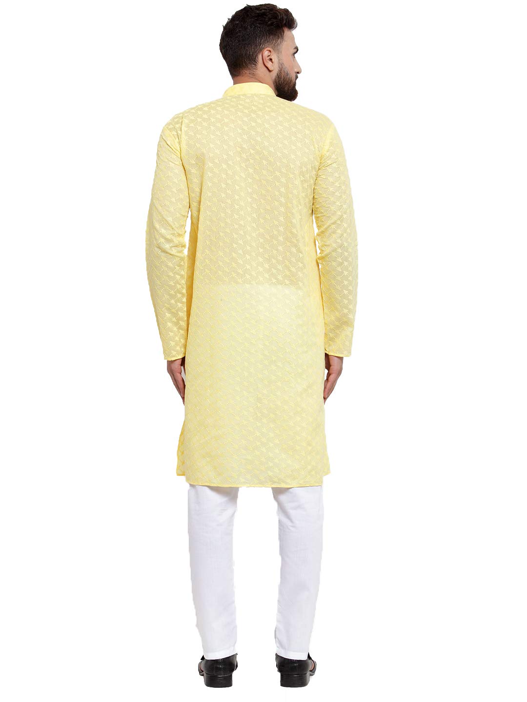 Jompers Men's Chicken Cotton Kurta Pyjama. (Yellow, L)