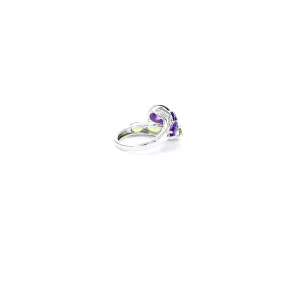 Cavill Edelsteinring Silber 925 Sterling, moderner Damenring mit 4,044 ct Amethyst & Peridot Ovalschliff in Lila-Grün, platiniert, Größe 16-20, stilvoller Schmuck