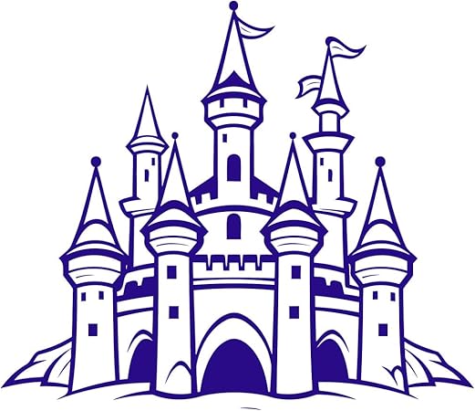of a Fairytale Castle with Multiple Towers and Flags Vinyl Wall ...