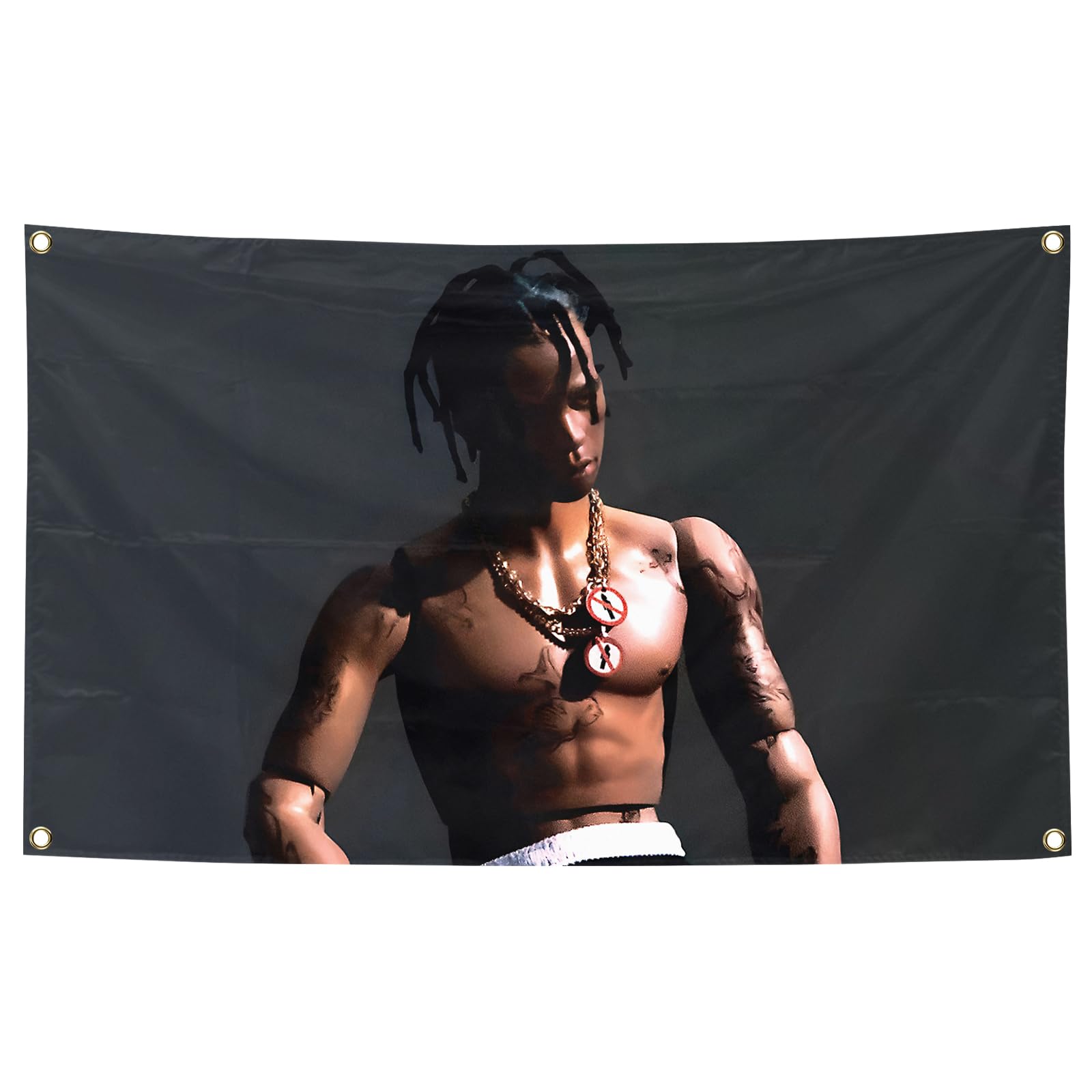 Generic Cover of American Hip-Hop T-ravis Rapper Sc-ott Music Album 3x5Ft Tapestry Art Background Wall Hanging Home Decoration Bedroom Living Room University Dormitory Decoration, black
