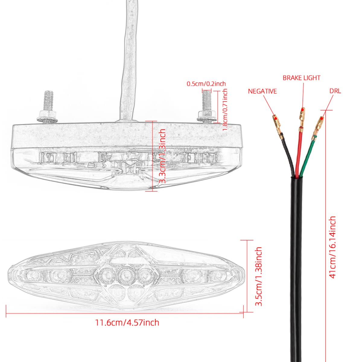 Motocyklowe światła stop tylne światło motocyklowe czerwone światło LED światło hamowania motocykla lampka kontrolna 15 szt. (czarne)