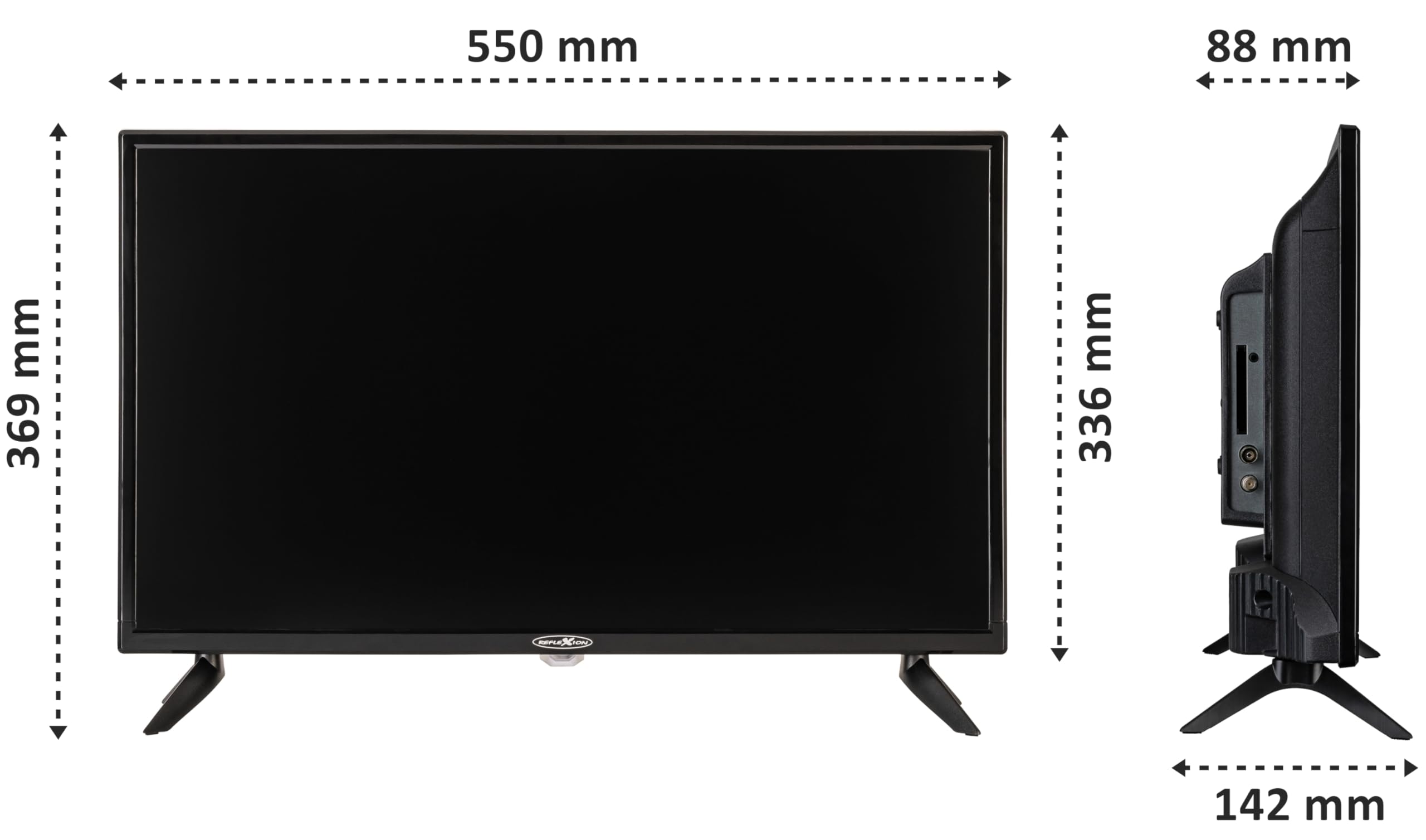 Reflexion LED2425 Téléviseur LED 60 cm pour Caravane/Camping-Car/Caravane/Bateau/Camion 12/230 V Full HD Triple Tuner avec DVB-T2HD, DVB-S2, DVB-C, Fente CI + Fonction d'enregistrement (PVR)