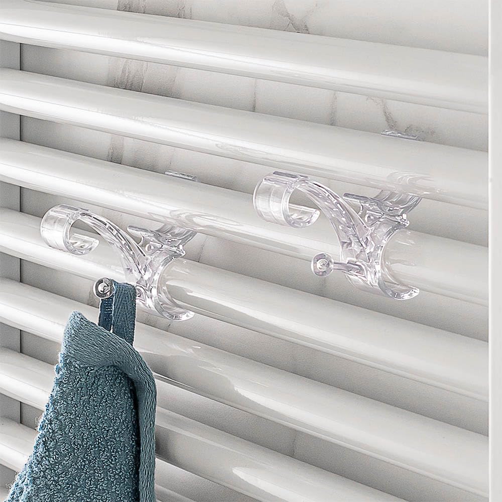 Inbagno Appendini per termoarredo trasparenti in set da 2 pezzi, per tubi con diametro da 21 a 26 mm