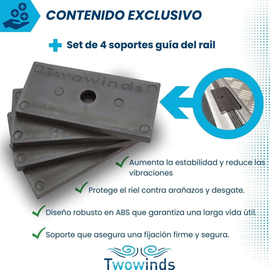 Twowinds - Kit Sujeción Carga al Riel 7h5883084c Compatible con VW T5 T6 Multivan California Caravelle - Tornillo Fijación - Base Protección Raíl - Anclaje MercancíaCarril - Amarre Seguro Equipaje