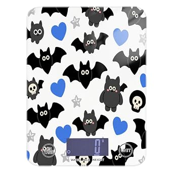 LCD Display Food Scale Digital Kitchen 11lb/0.18oz, 5kg/5g Black Bat Blue Heart Halloween Digital Scale Small with 4 Unit for Baking Baking Espresso Batteries not Included bascula para